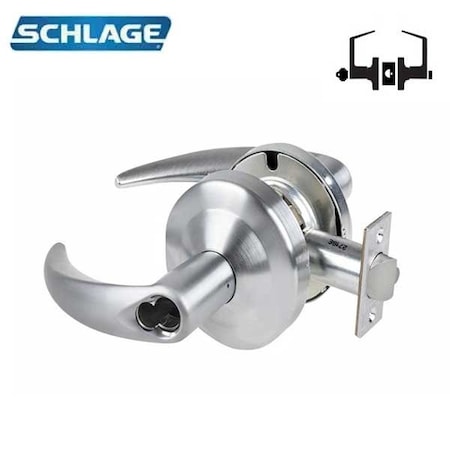 Schlage ND Series Lever Locks, Grade 1 Entrance/Office Lock, Athens Lever, SFIC Prep Less Core, Satin Chrome SCH-ND50BD-ATH-626